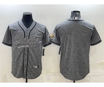 Men's New Orleans Saints Blank Grey With Patch Cool Base Stitched Baseball Jersey