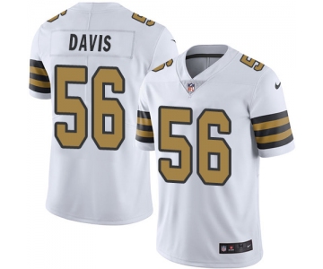 Nike New Orleans Saints #56 DeMario Davis White Men's Stitched NFL Limited Rush Jersey