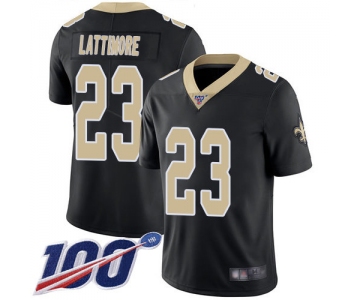 Nike Saints #23 Marshon Lattimore Black Team Color Men's Stitched NFL 100th Season Vapor Limited Jersey