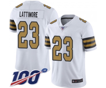 Nike Saints #23 Marshon Lattimore White Men's Stitched NFL Limited Rush 100th Season Jersey