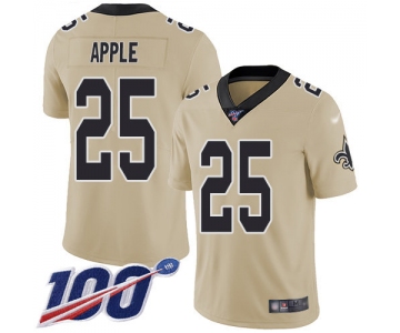 Nike Saints #25 Eli Apple Gold Men's Stitched NFL Limited Inverted Legend 100th Season Jersey