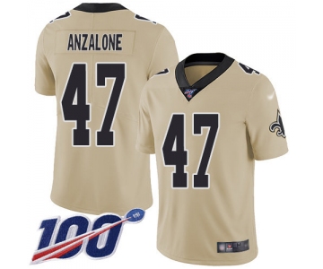 Nike Saints #47 Alex Anzalone Gold Men's Stitched NFL Limited Inverted Legend 100th Season Jersey