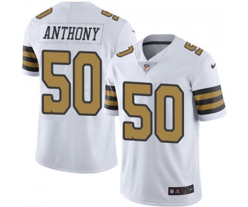 Nike Saints #50 Stephone Anthony White Men's Stitched NFL Limited Rush Jersey