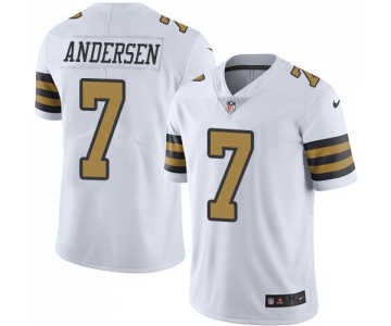 Nike Saints #7 Morten Andersen White Men's Stitched NFL Limited Rush Jersey