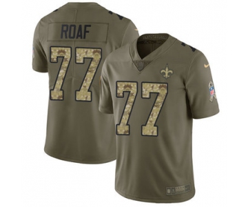 Nike Saints #77 Willie Roaf Olive Camo Men's Stitched NFL Limited 2017 Salute To Service Jersey