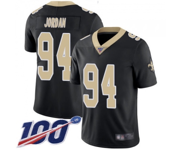 Nike Saints #94 Cameron Jordan Black Team Color Men's Stitched NFL 100th Season Vapor Limited Jersey