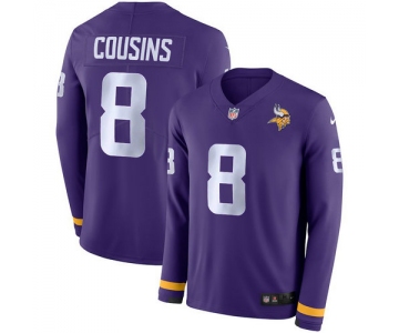 Men Nike Minnesota Vikings 8 Sam Bradford Purple Therma Long Sleeve Jersey