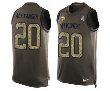 Men's Minnesota Vikings #20 Mackensie Alexander Green Salute to Service Hot Pressing Player Name & Number Nike NFL Tank Top Jersey