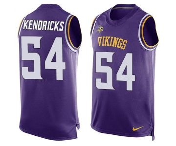 Men's Minnesota Vikings #54 Eric Kendricks Purple Hot Pressing Player Name & Number Nike NFL Tank Top Jersey