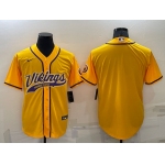 Men's Minnesota Vikings Blank Gold Stitched MLB Cool Base Nike Baseball Jersey