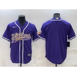 Men's Minnesota Vikings Blank Purple Stitched MLB Cool Base Nike Baseball Jersey