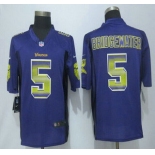 Minnesota Vikings #5 Teddy Bridgewater Purple Strobe 2015 NFL Nike Fashion Jersey