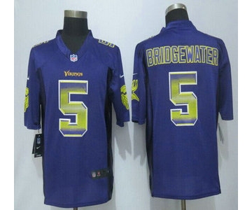 Minnesota Vikings #5 Teddy Bridgewater Purple Strobe 2015 NFL Nike Fashion Jersey