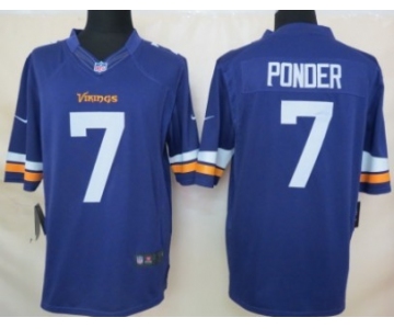 Nike Minnesota Vikings #7 Christian Ponder 2013 Purple Limited Jersey