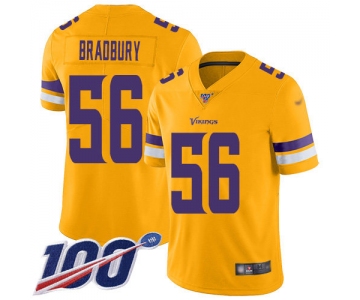 Nike Vikings #56 Garrett Bradbury Gold Men's Stitched NFL Limited Inverted Legend 100th Season Jersey