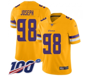 Nike Vikings #98 Linval Joseph Gold Men's Stitched NFL Limited Inverted Legend 100th Season Jersey