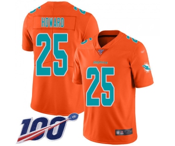 Dolphins #25 Xavien Howard Orange Men's Stitched Football Limited Inverted Legend 100th Season Jersey