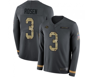 Dolphins #3 Josh Rosen Anthracite Salute to Service Men's Stitched Football Limited Therma Long Sleeve Jersey