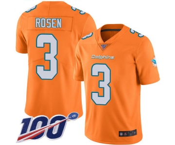 Dolphins #3 Josh Rosen Orange Men's Stitched Football Limited Rush 100th Season Jersey