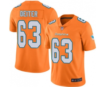 Dolphins #63 Michael Deiter Orange Men's Stitched Football Limited Rush Jersey