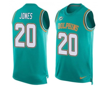 Men's Miami Dolphins #20 Reshad Jones Aqua Green Hot Pressing Player Name & Number Nike NFL Tank Top Jersey