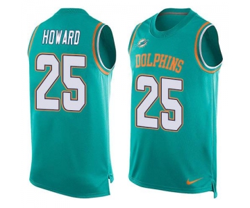 Men's Miami Dolphins #25 Xavien Howard Aqua Green Hot Pressing Player Name & Number Nike NFL Tank Top Jersey
