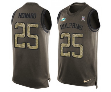 Men's Miami Dolphins #25 Xavien Howard Green Salute to Service Hot Pressing Player Name & Number Nike NFL Tank Top Jersey