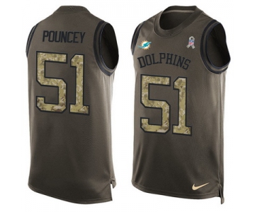 Men's Miami Dolphins #51 Mike Pouncey Green Salute to Service Hot Pressing Player Name & Number Nike NFL Tank Top Jersey