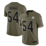 Men's Miami Dolphins #54 Zach Thomas 2022 Olive Salute To Service Limited Stitched Jersey