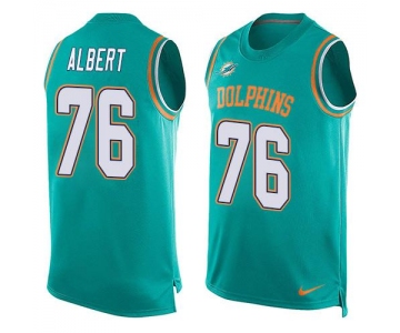 Men's Miami Dolphins #76 Branden Albert Aqua Green Hot Pressing Player Name & Number Nike NFL Tank Top Jersey