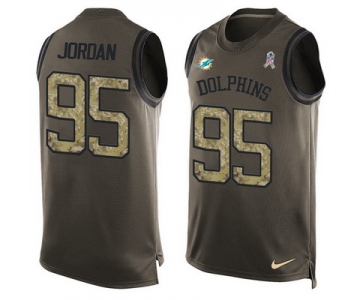 Men's Miami Dolphins #95 Dion Jordan Green Salute to Service Hot Pressing Player Name & Number Nike NFL Tank Top Jersey