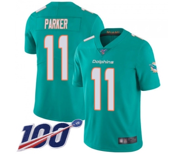 Nike Dolphins #11 DeVante Parker Aqua Green Team Color Men's Stitched NFL 100th Season Vapor Limited Jersey