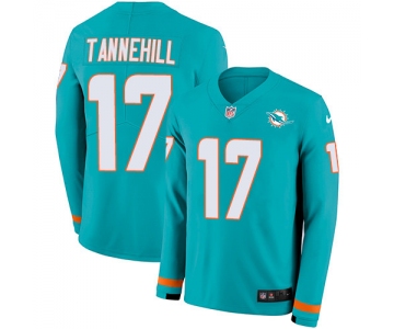 Nike Dolphins #17 Ryan Tannehill Aqua Green Team Color Men's Stitched NFL Limited Therma Long Sleeve Jersey