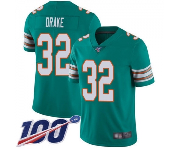 Nike Dolphins #32 Kenyan Drake Aqua Green Alternate Men's Stitched NFL 100th Season Vapor Limited Jersey