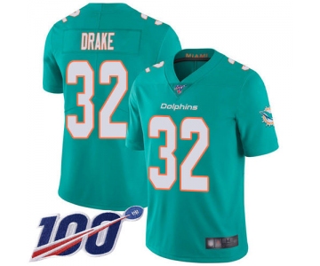 Nike Dolphins #32 Kenyan Drake Aqua Green Team Color Men's Stitched NFL 100th Season Vapor Limited Jersey