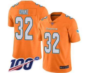 Nike Dolphins #32 Kenyan Drake Orange Men's Stitched NFL Limited Rush 100th Season Jersey