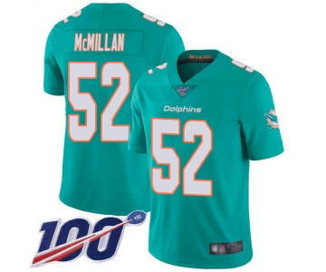Nike Dolphins #52 Raekwon McMillan Aqua Green Team Color Men's Stitched NFL 100th Season Vapor Limited Jersey