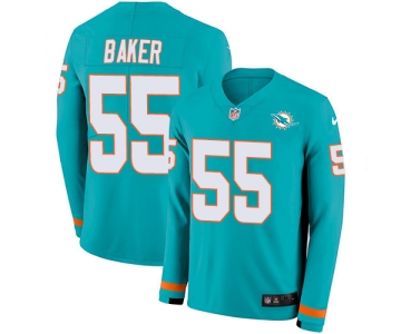 Nike Dolphins #55 Jerome Baker Aqua Green Team Color Men's Stitched NFL Limited Therma Long Sleeve Jersey