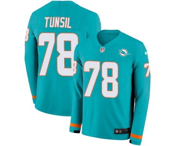 Nike Dolphins #78 Laremy Tunsil Aqua Green Team Color Men's Stitched NFL Limited Therma Long Sleeve Jersey