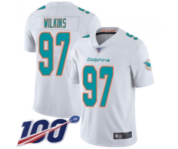 Nike Dolphins #97 Christian Wilkins White Men's Stitched NFL 100th Season Vapor Limited Jersey