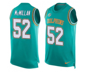 Nike Miami Dolphins #52 Raekwon McMillan Aqua Green Team Color Men's Stitched NFL Limited Tank Top Jersey