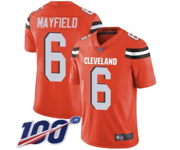Cleveland Browns #6 Baker Mayfield Orange Alternate Men's Stitched Football 100th Season Vapor Limited Jersey