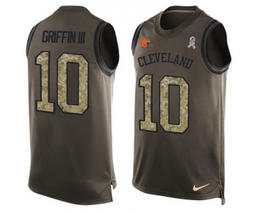 Men's Cleveland Browns #10 Robert Griffin III Green Salute to Service Hot Pressing Player Name & Number Nike NFL Tank Top Jersey