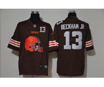 Men's Cleveland Browns #13 Odell Beckham Jr Brown 2020 Big Logo Number Vapor Untouchable Stitched NFL Nike Fashion Limited Jersey