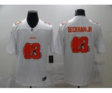 Men's Cleveland Browns #13 Odell Beckham Jr White 2020 Shadow Logo Vapor Untouchable Stitched NFL Nike Limited Jersey