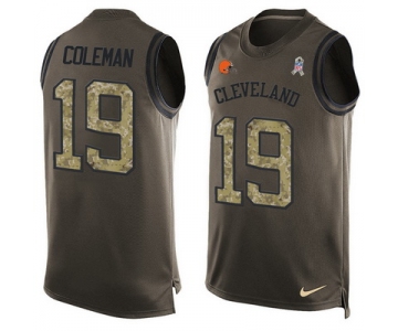Men's Cleveland Browns #19 Corey Coleman Green Salute to Service Hot Pressing Player Name & Number Nike NFL Tank Top Jersey