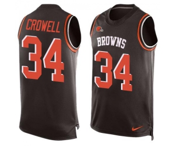 Men's Cleveland Browns #34 Isaiah Crowell Brown Hot Pressing Player Name & Number Nike NFL Tank Top Jersey