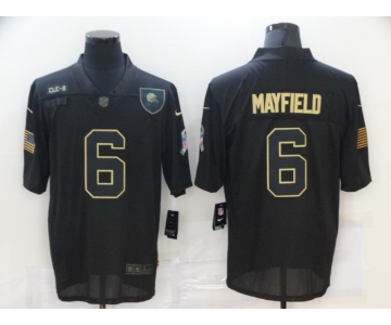 Men's Cleveland Browns #6 Baker Mayfield Black 2020 Salute To Service Stitched NFL Nike Limited Jersey