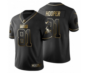 Men's Cleveland Browns #81 Austin Hooper Golden Edition Black Nike Jersey