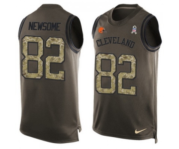 Men's Cleveland Browns #82 Ozzie Newsome Green Salute to Service Hot Pressing Player Name & Number Nike NFL Tank Top Jersey